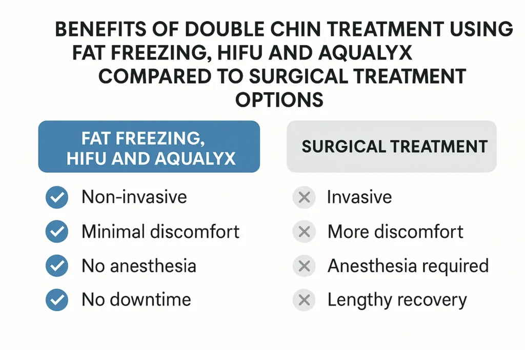 Graphic about the benefits of double chin treatment Diss - from LA LIPO