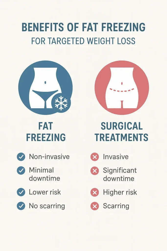 graphic showing the benefits of fat freezing Diss