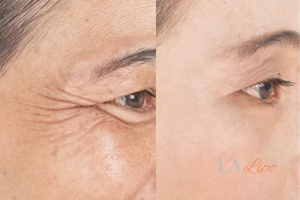 Before and after results of woman - HI-fu wrinkles reduction treatment Diss